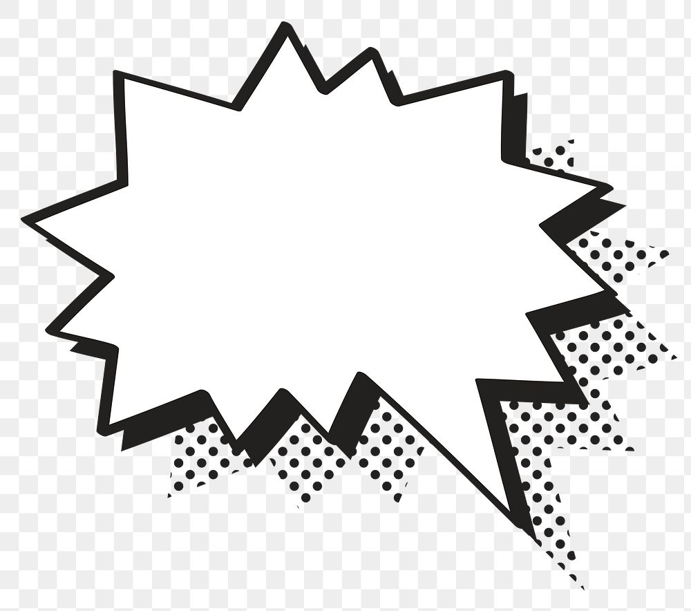 PNG speech bubble sticker, cartoon halftone style