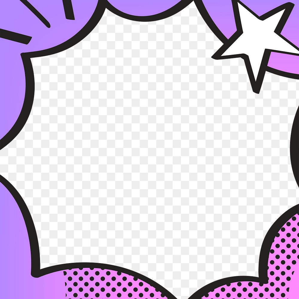 PNG comic explosion effect frame sticker, halftone style