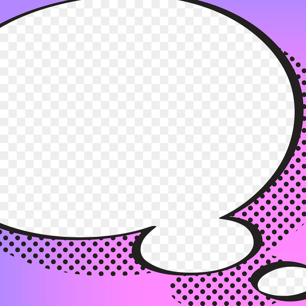 Thought bubble png frame sticker, cartoon halftone style
