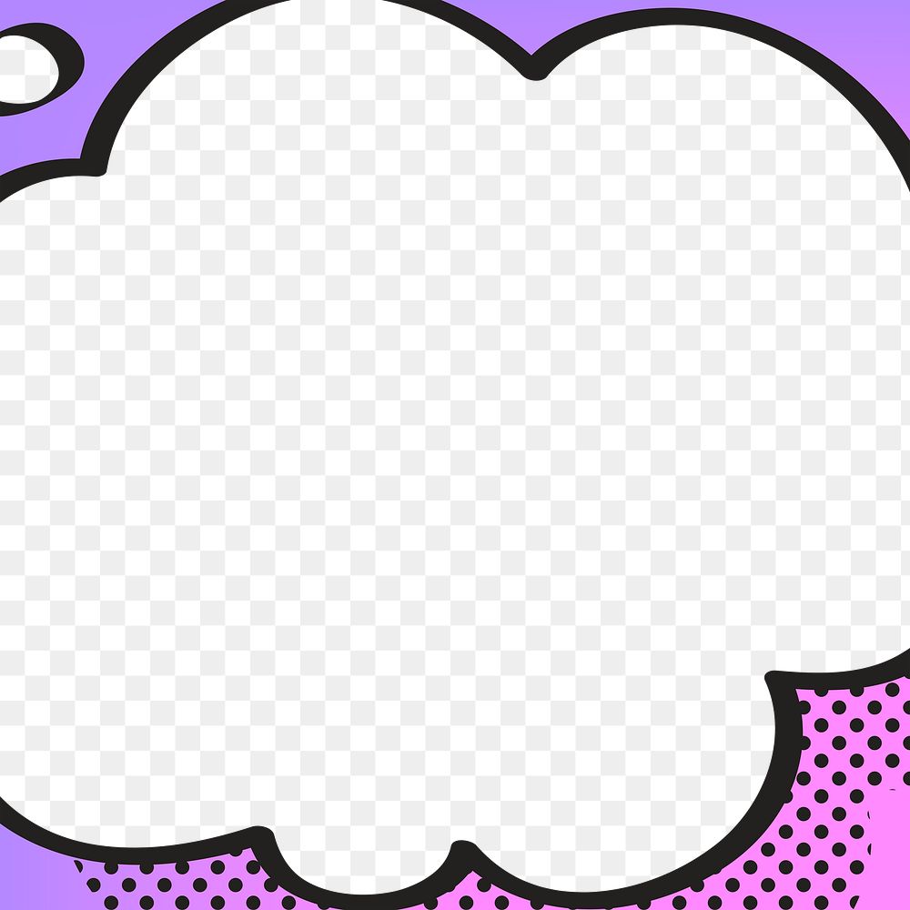 Thought bubble png frame sticker, cartoon pop art style