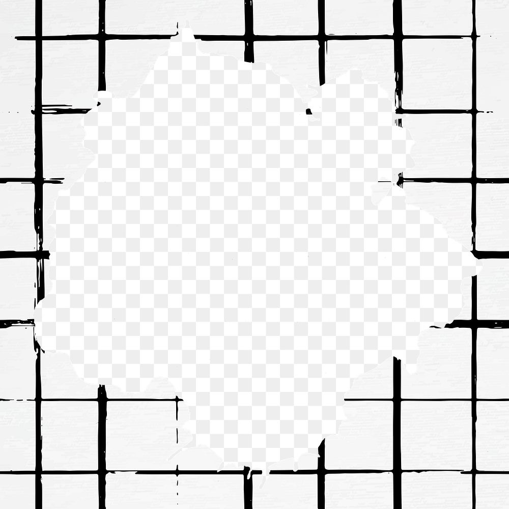 Png frame of grid ink brush pattern transparent background