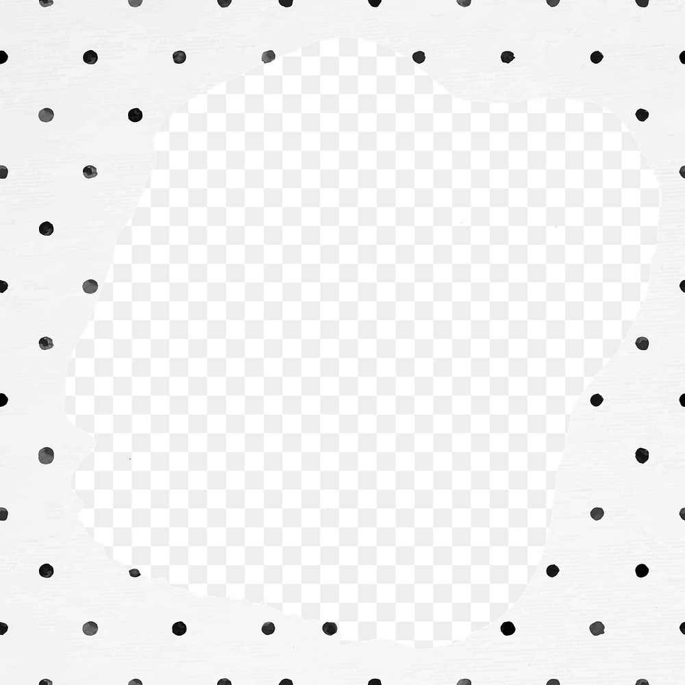 Png frame of polka dot ink brush pattern transparent background