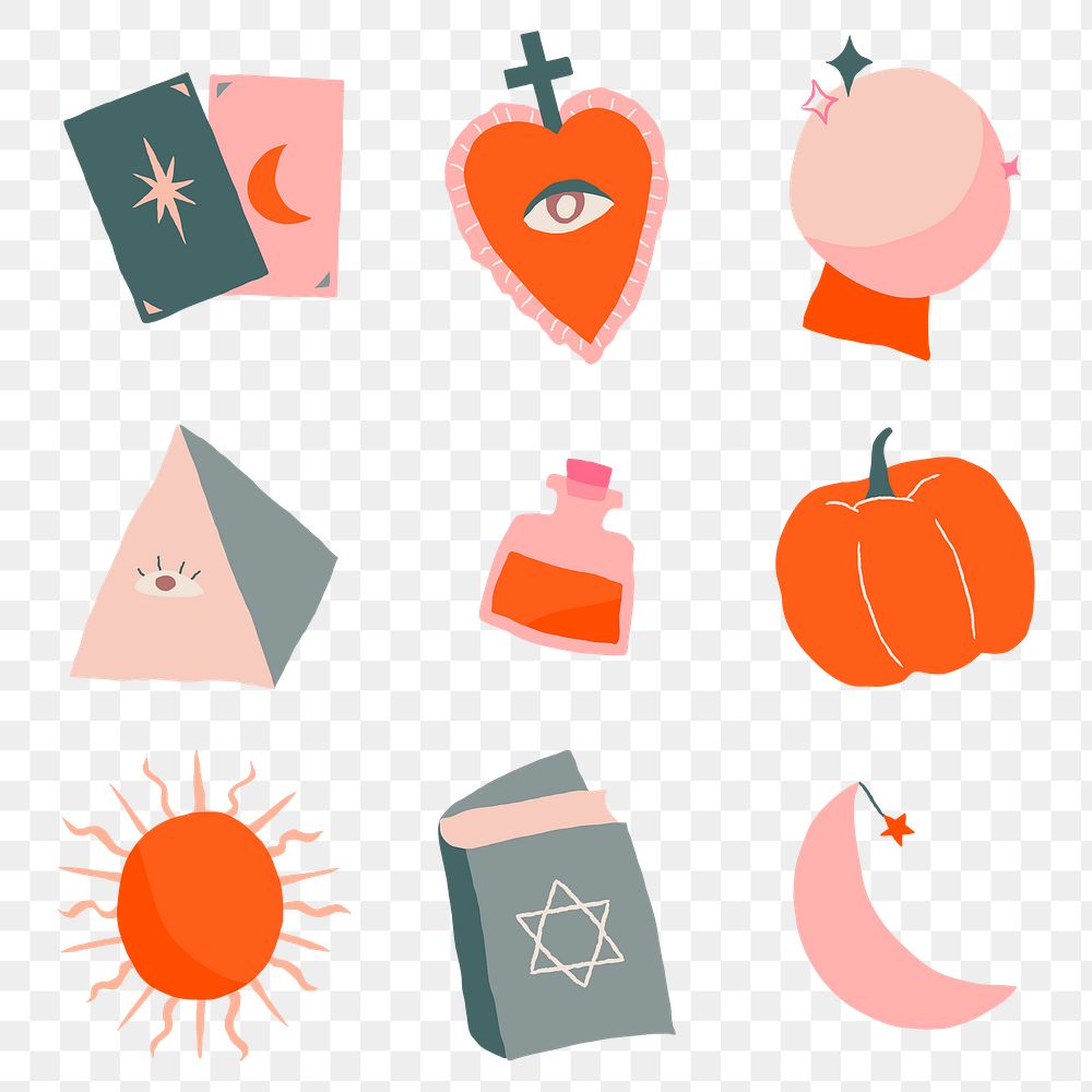 Magic witchcraft clipart png illustrations hand drawn mixed