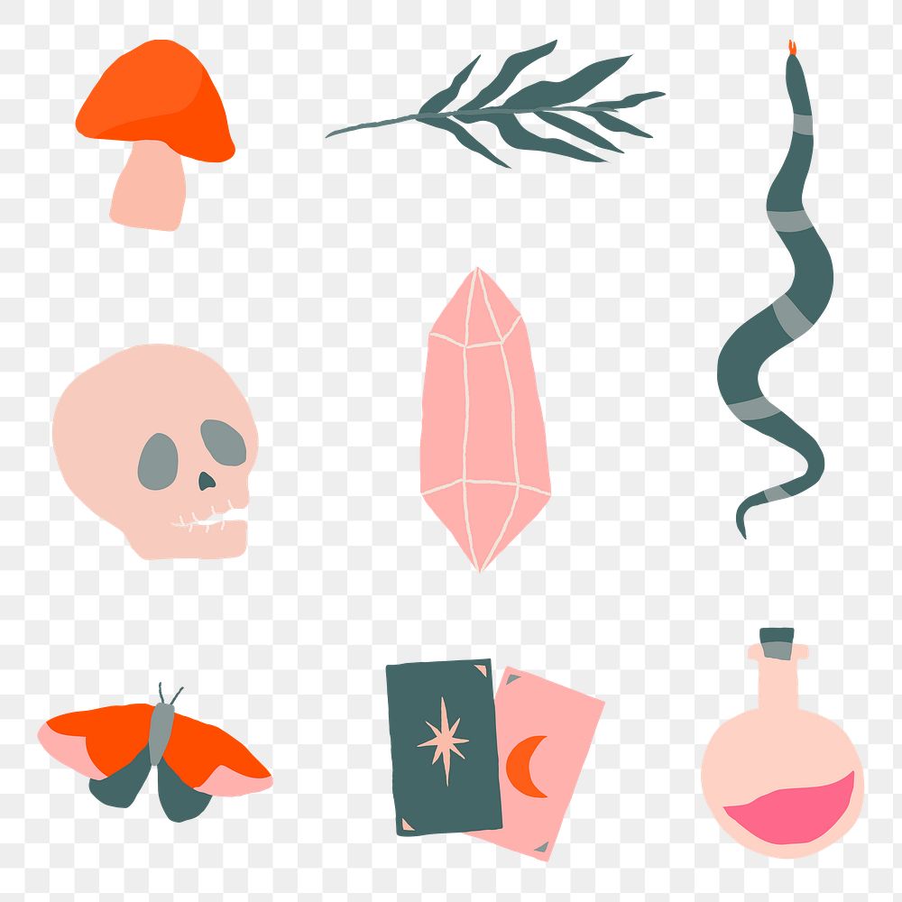 Magic logos png witchcraft illustration drawing set