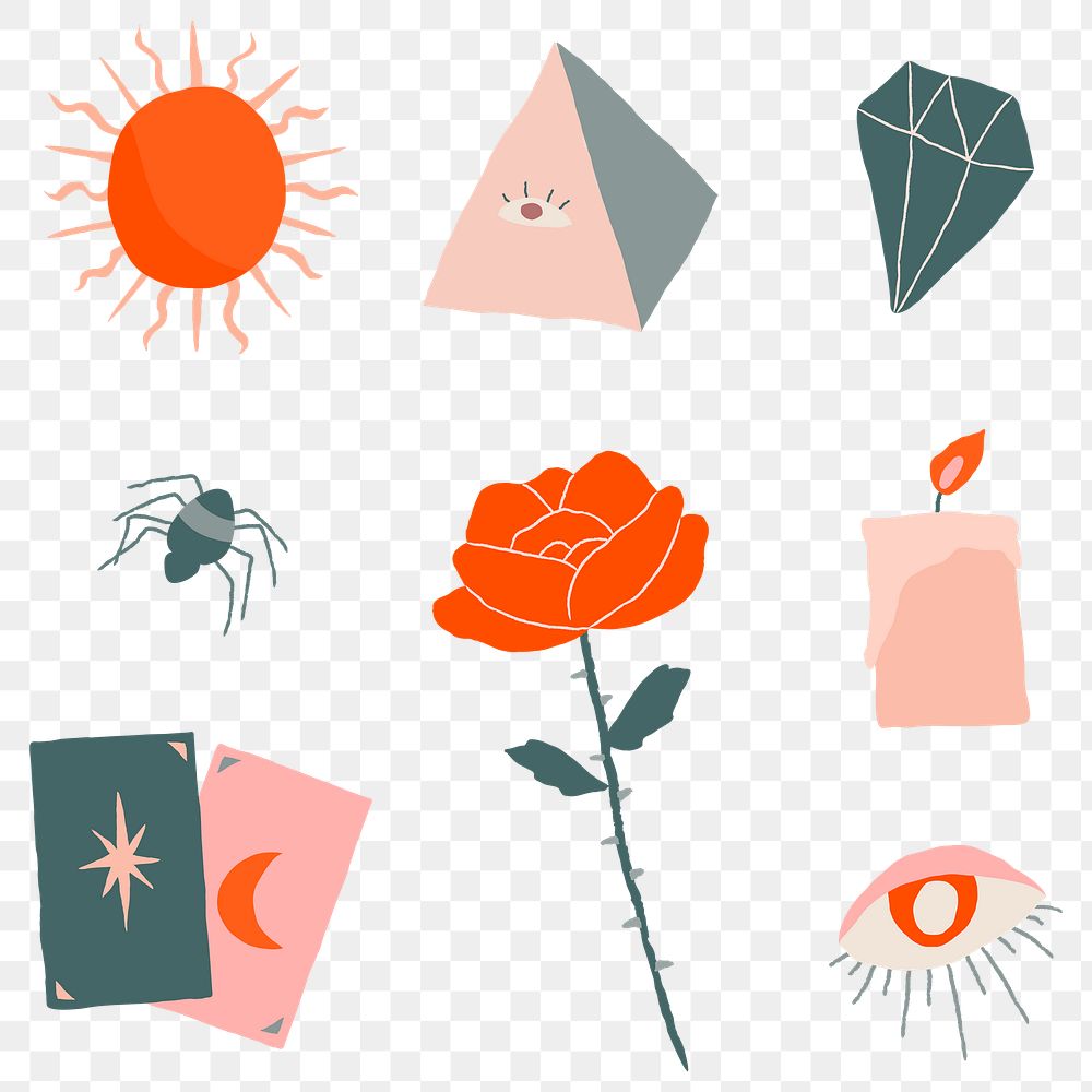 Magic stickers png witchcraft illustration drawing mixed