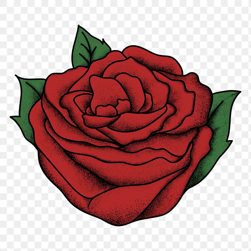 Old school flash tattoo red rose png vintage icon