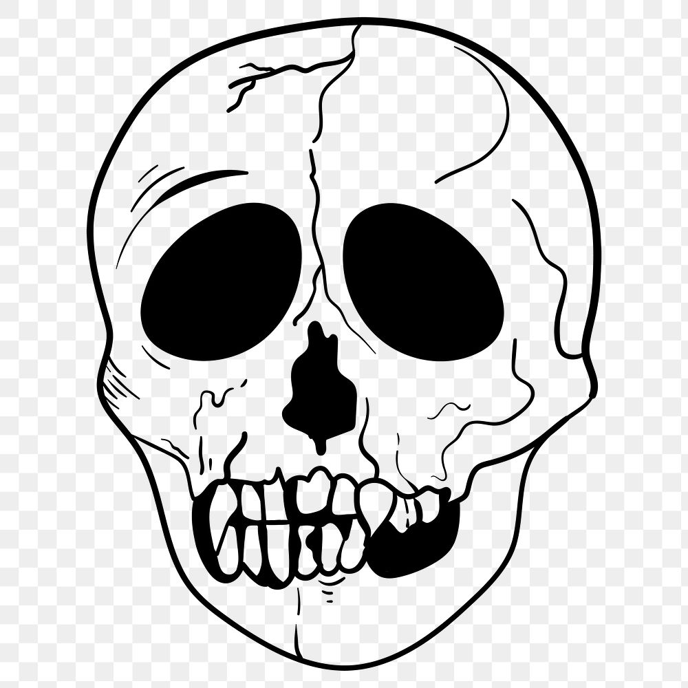 Vintage old school flash tattoo skull png outline icon