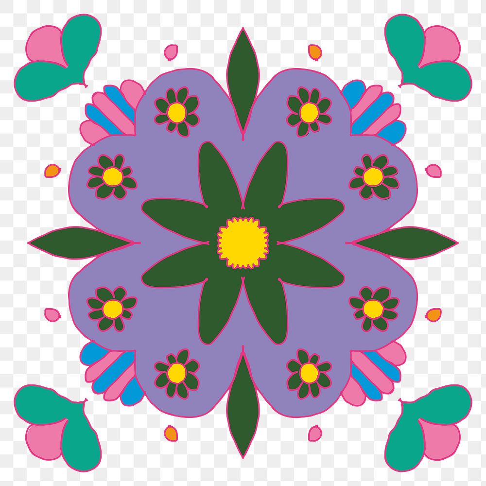 Colorful Indian rangoli design element png