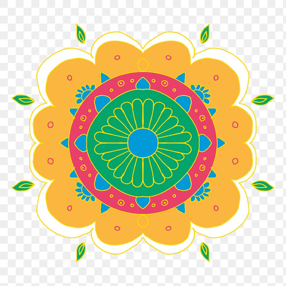 Colorful Indian rangoli design element png