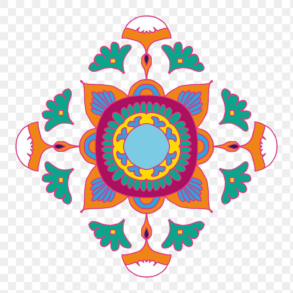 Colorful Indian rangoli design png element