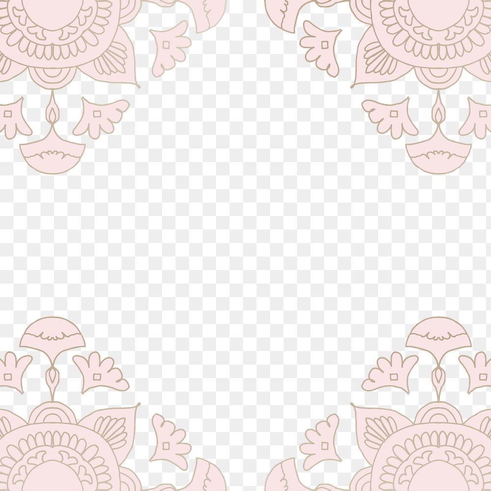 Pink Indian rangoli transparent png border 