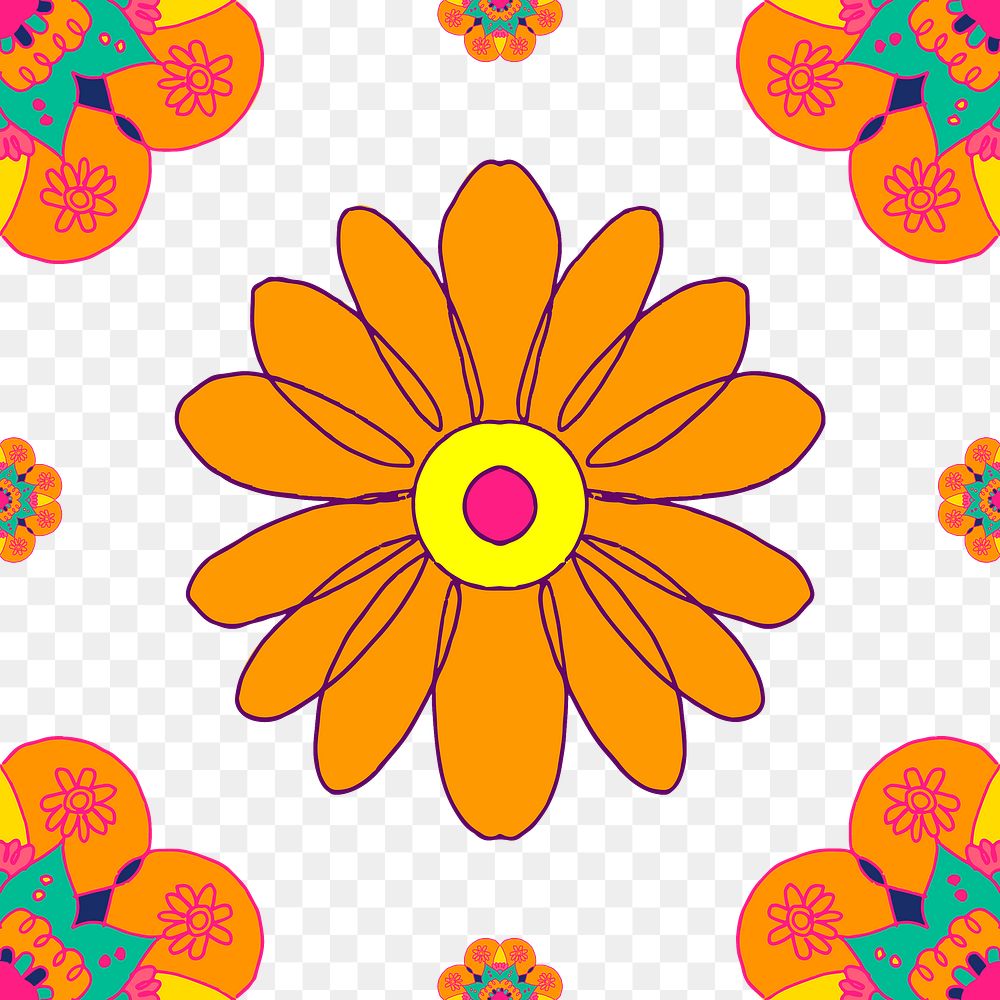 Marigold flower png pattern Diwali festival transparent background
