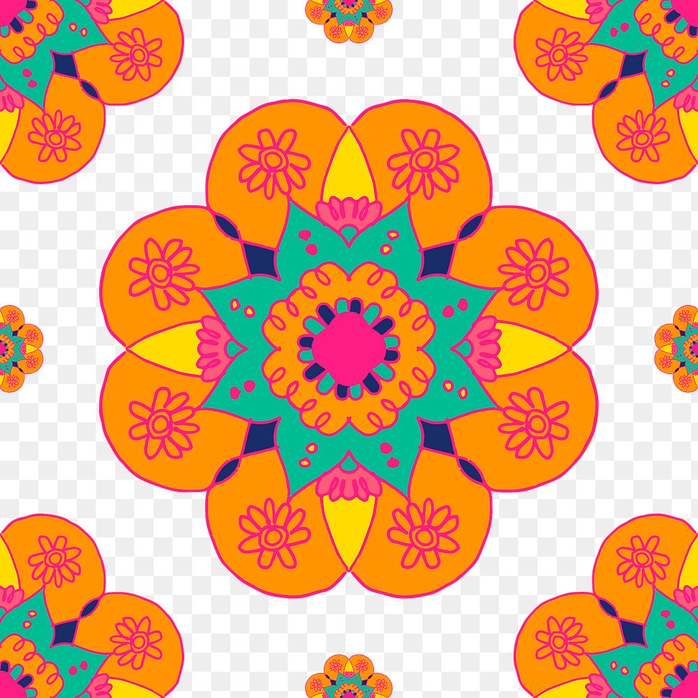 Indian rangoli png pattern transparent background