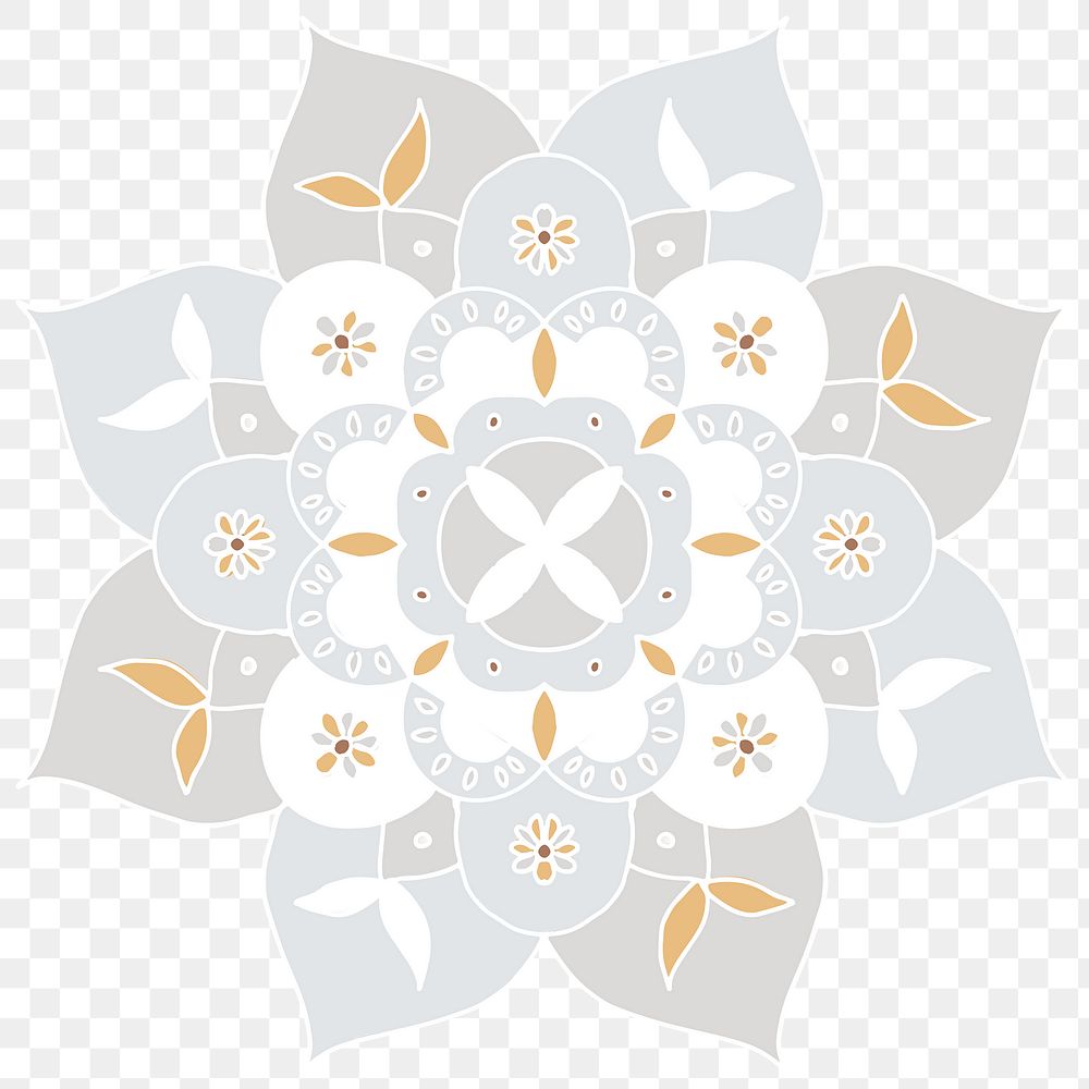 Indian Mandala pattern flower symbol png sticker hand drawn