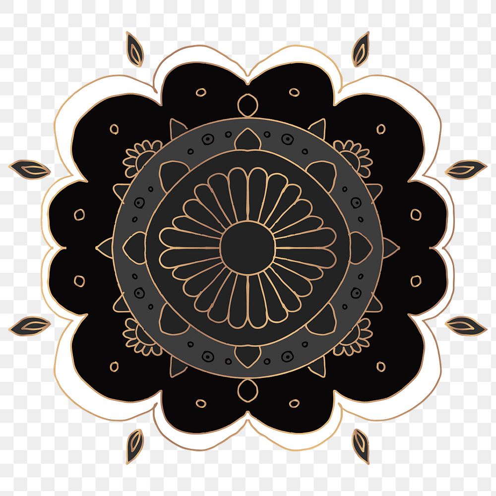 Black Mandala oriental symbol png sticker hand drawn