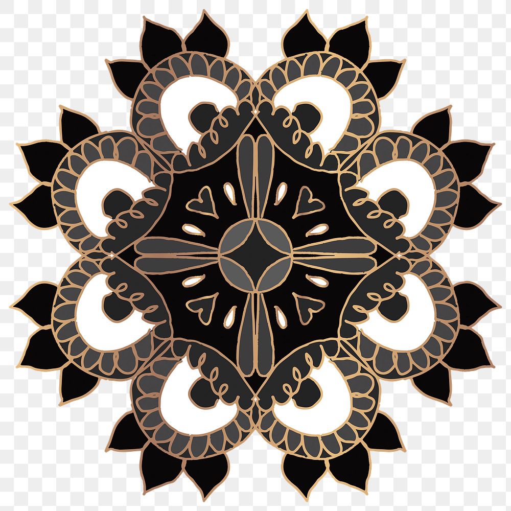 Black Mandala oriental symbol png sticker hand drawn