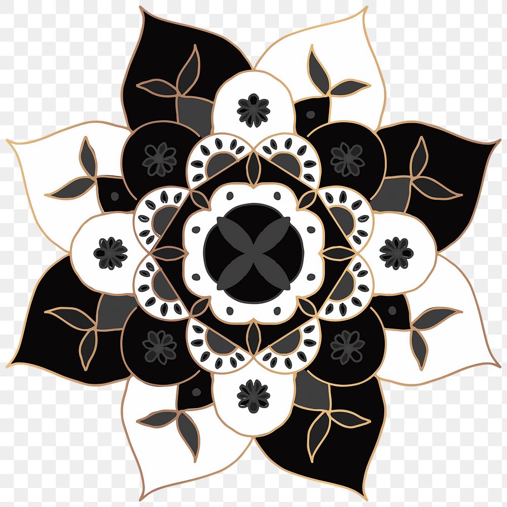 Black Mandala oriental symbol png sticker hand drawn