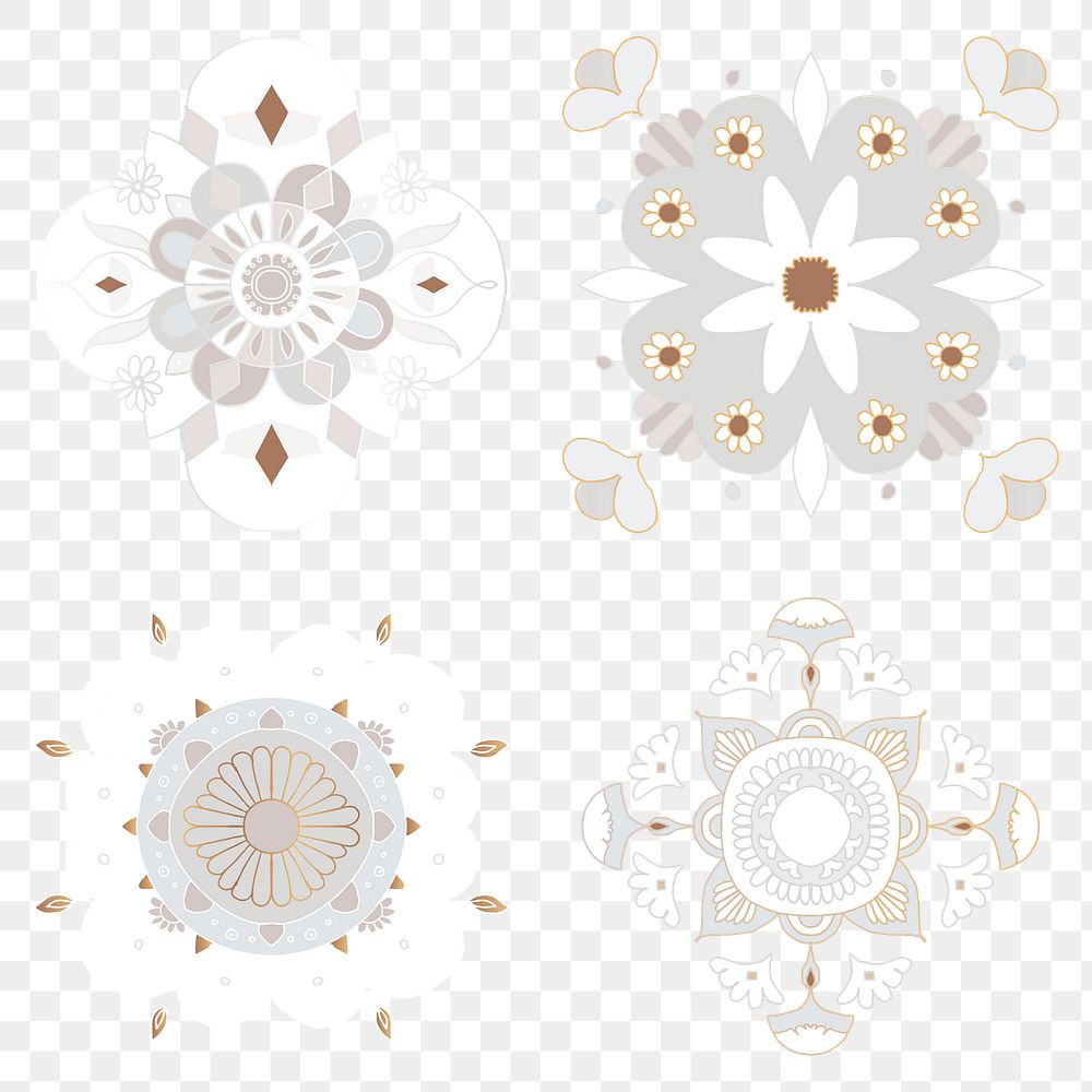 Indian Mandala element png sticker illustration set