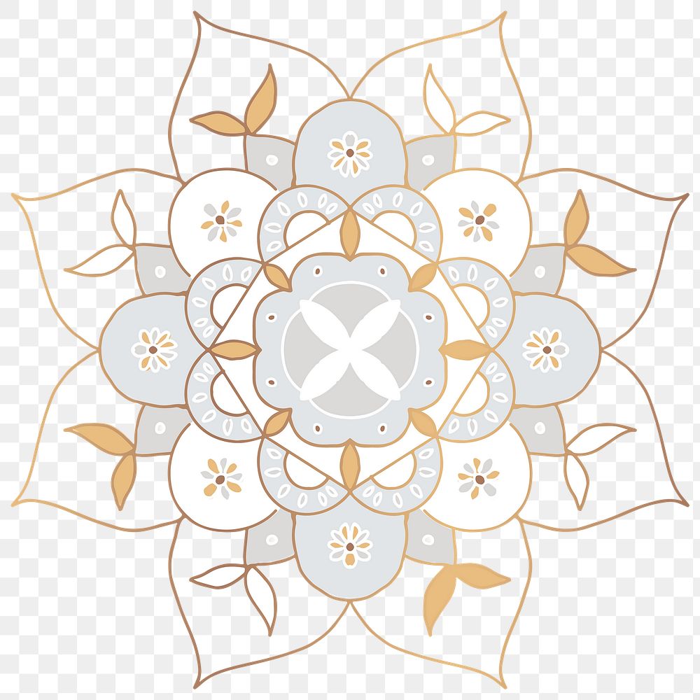 Gold Mandala pattern sticker png Indian symbol