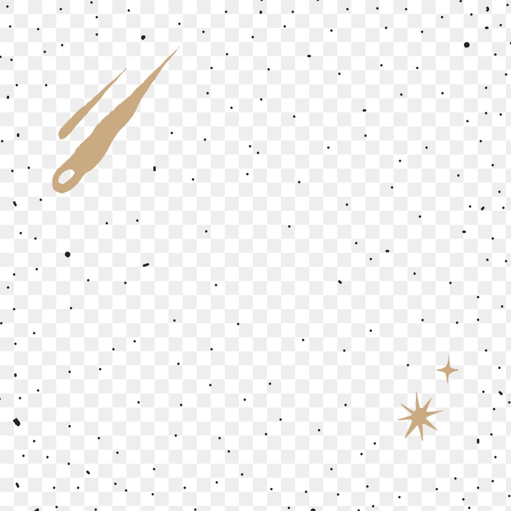 Gold png comet doodle galactic sky background