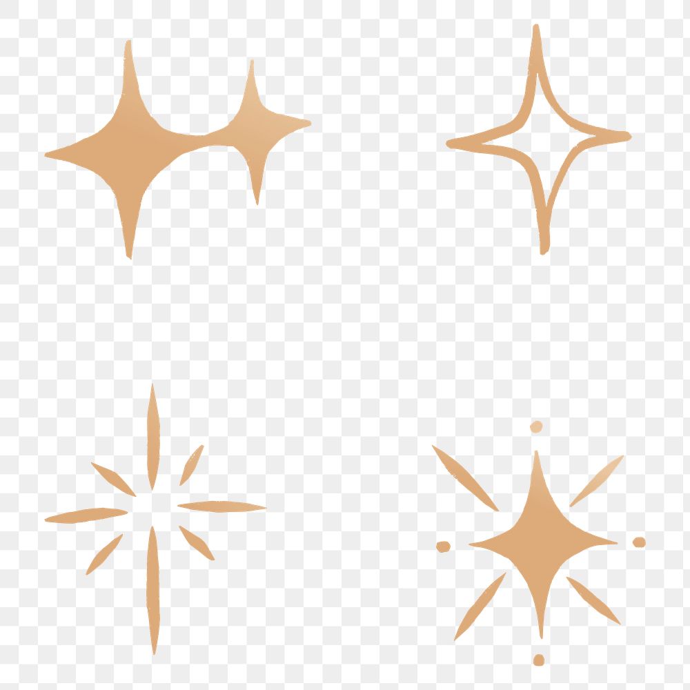 Golden png sparkles galactic doodle sticker