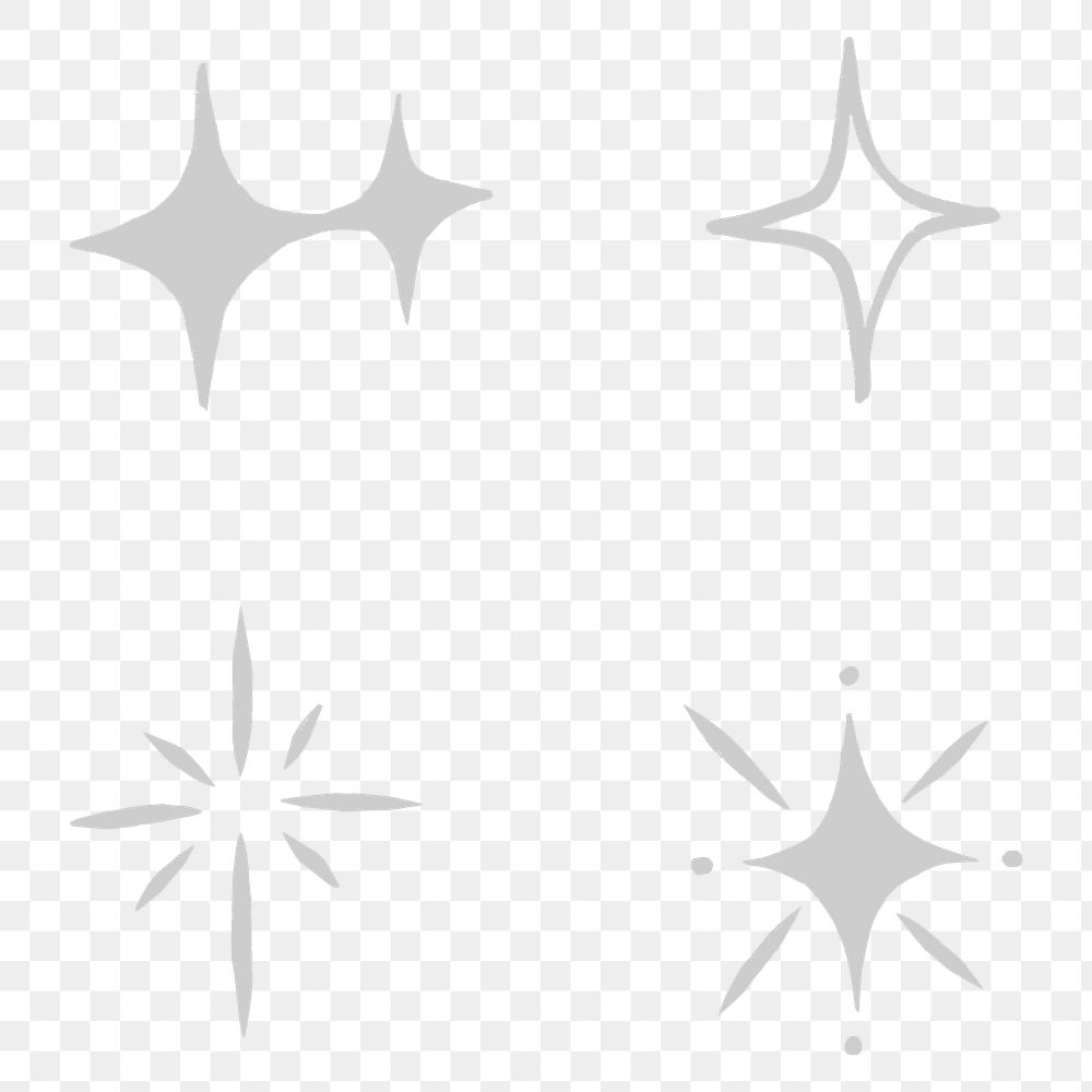 Gray png sparkles galactic doodle sticker