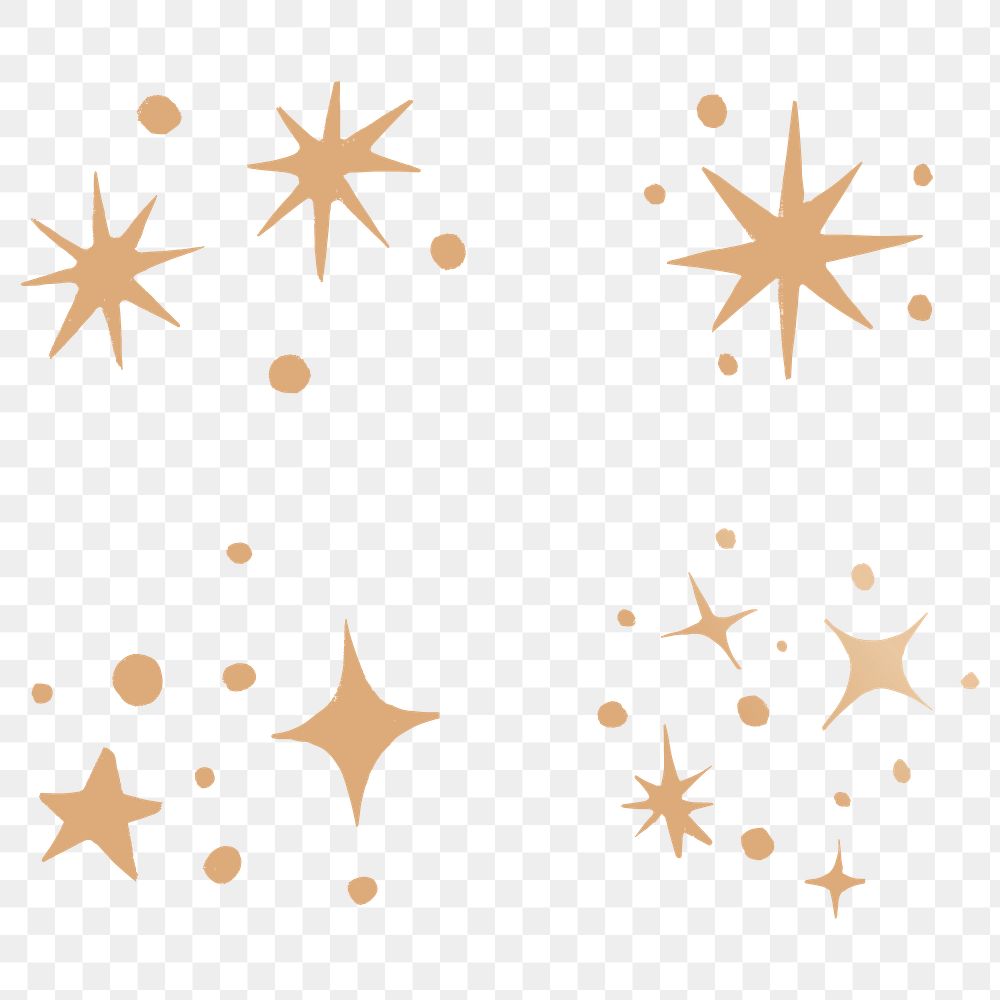 Golden png sparkles galactic doodle stickers