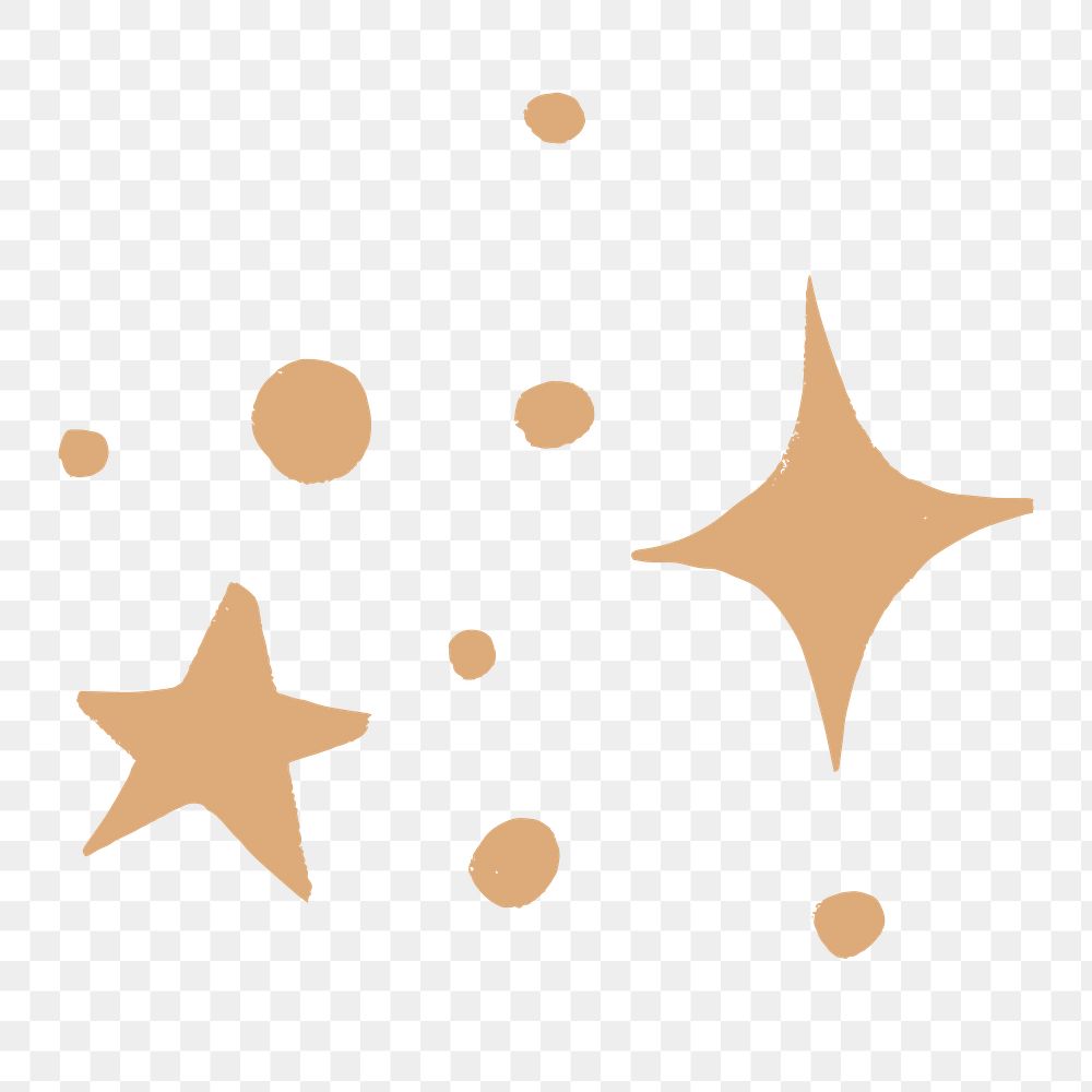 Golden png stars galactic doodle sticker