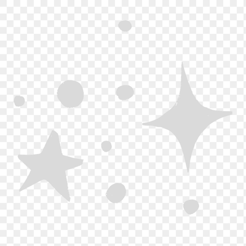 Gray png sparkly stars galactic doodle sticker