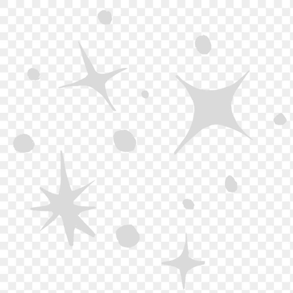 Gray png sparkly stars galactic doodle sticker