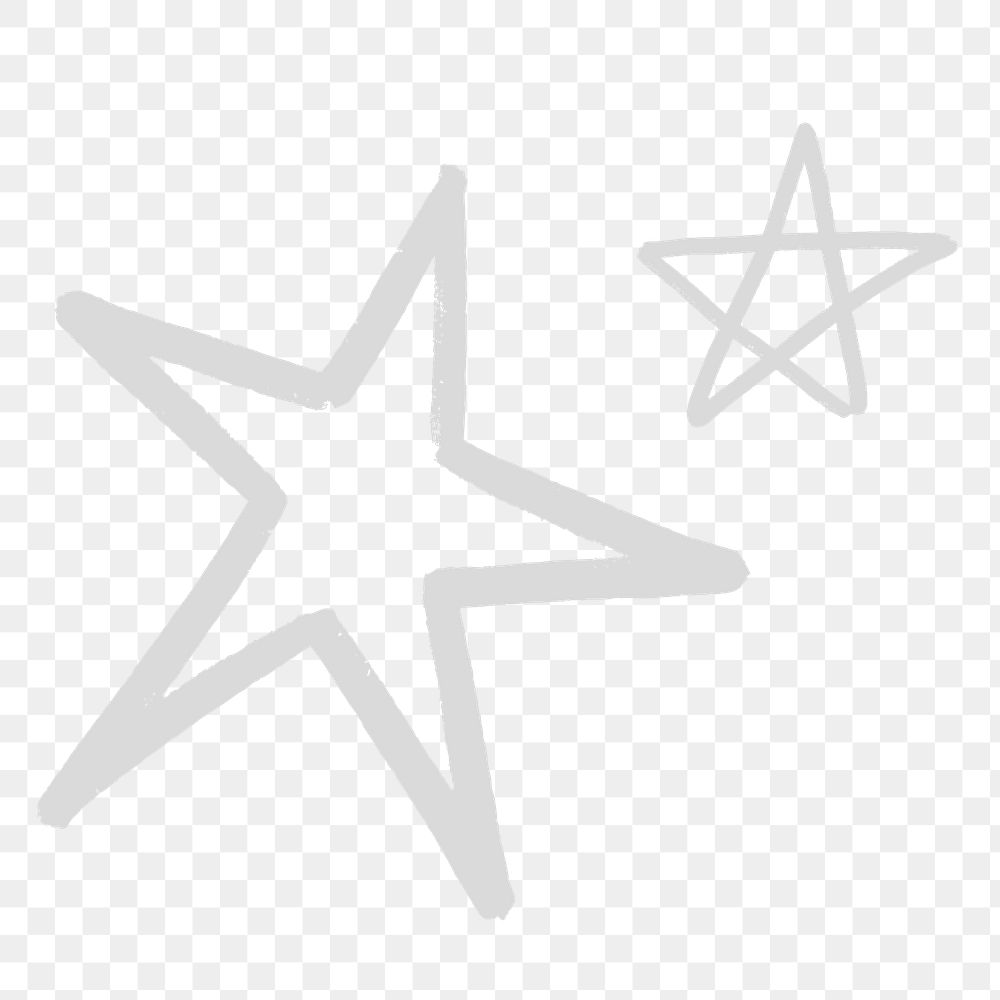 Gray png stars cute galactic doodle sticker