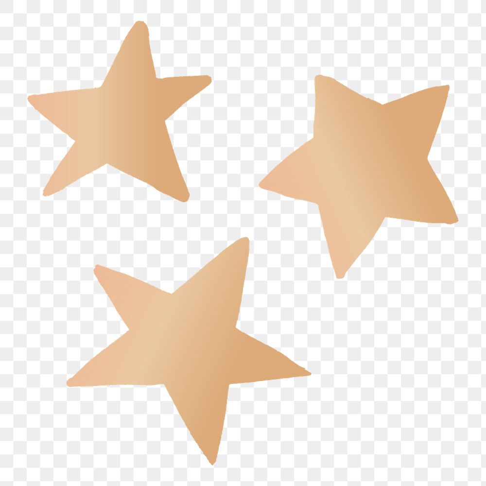 Space gold metallic stars png doodle sticker