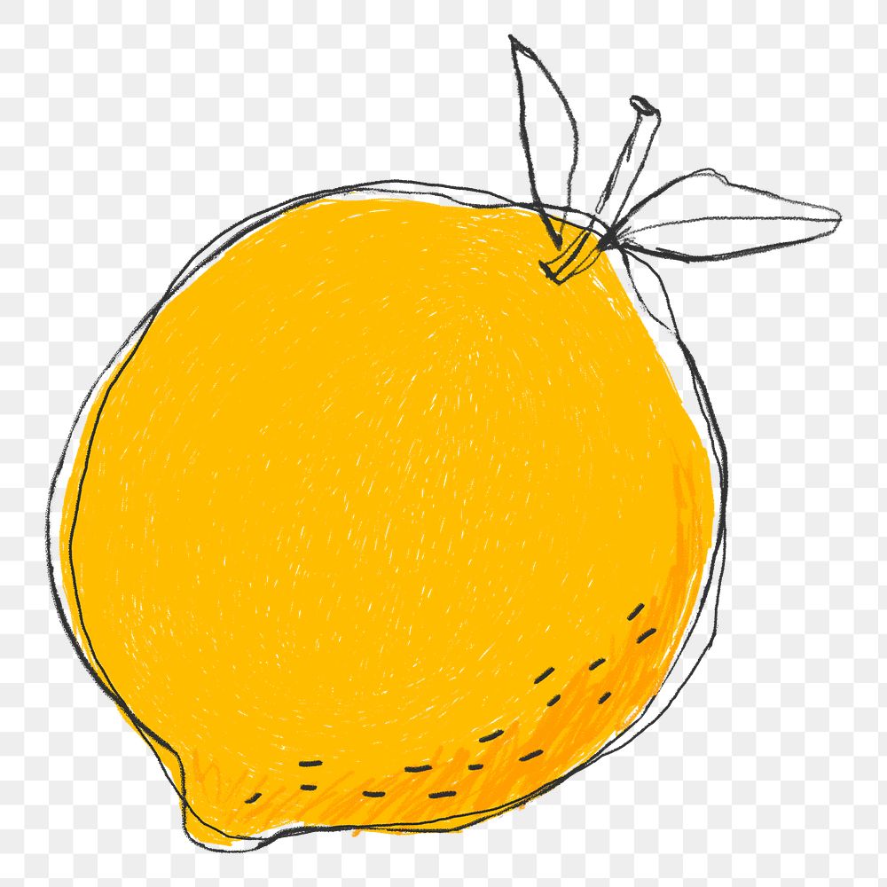 Doodle art fruit lemon png sticker