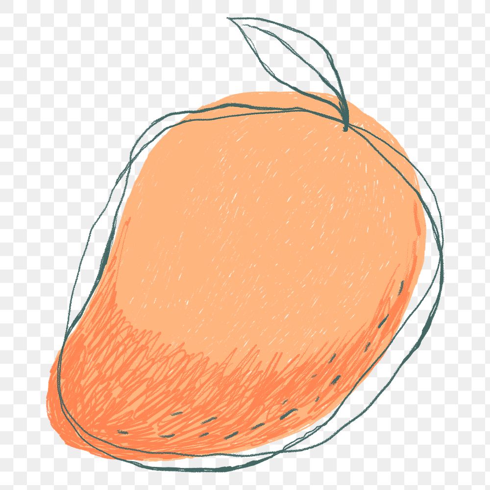 Cute mango fruit logo png sticker hand drawn
