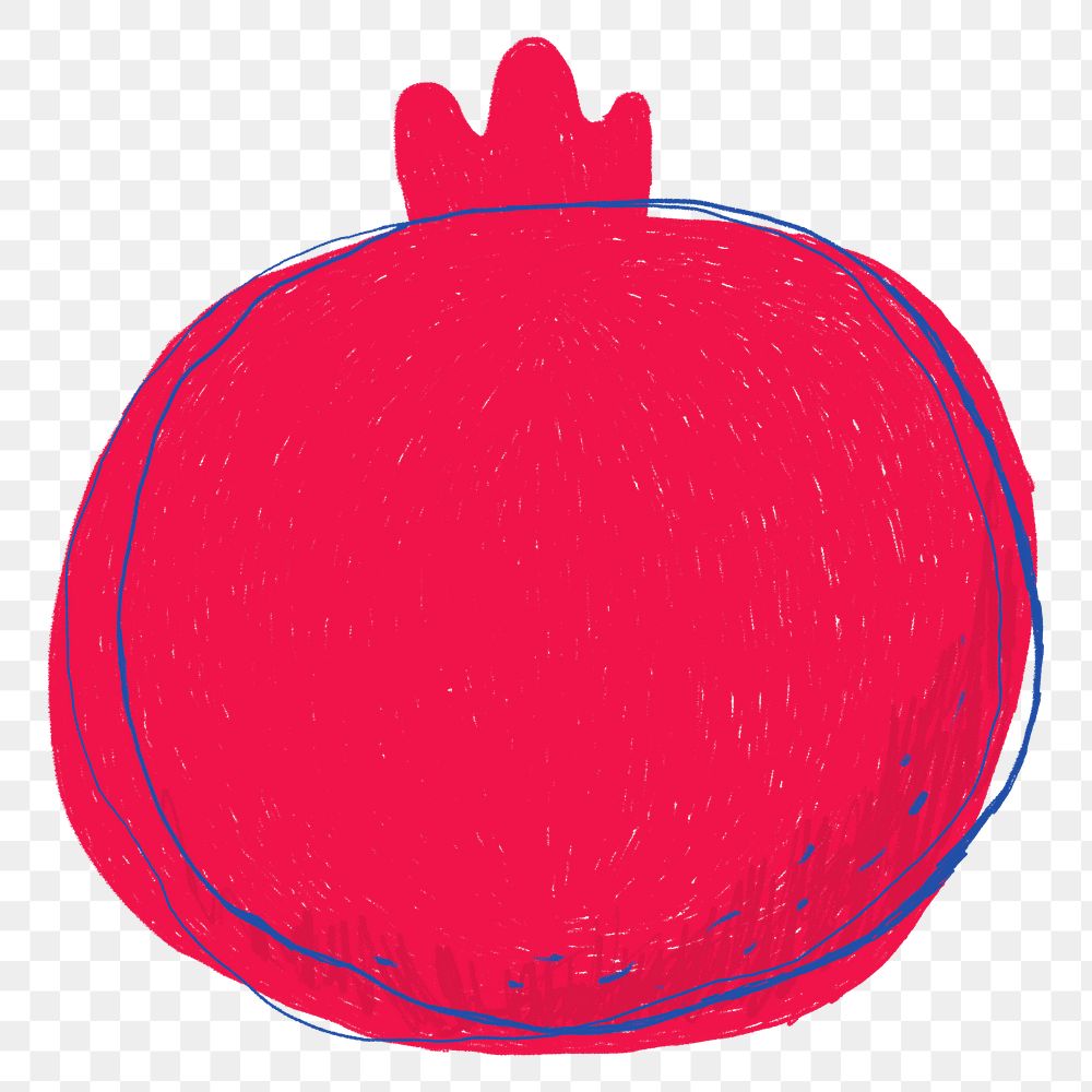 Red pomegranate fruit logo png sticker hand drawn