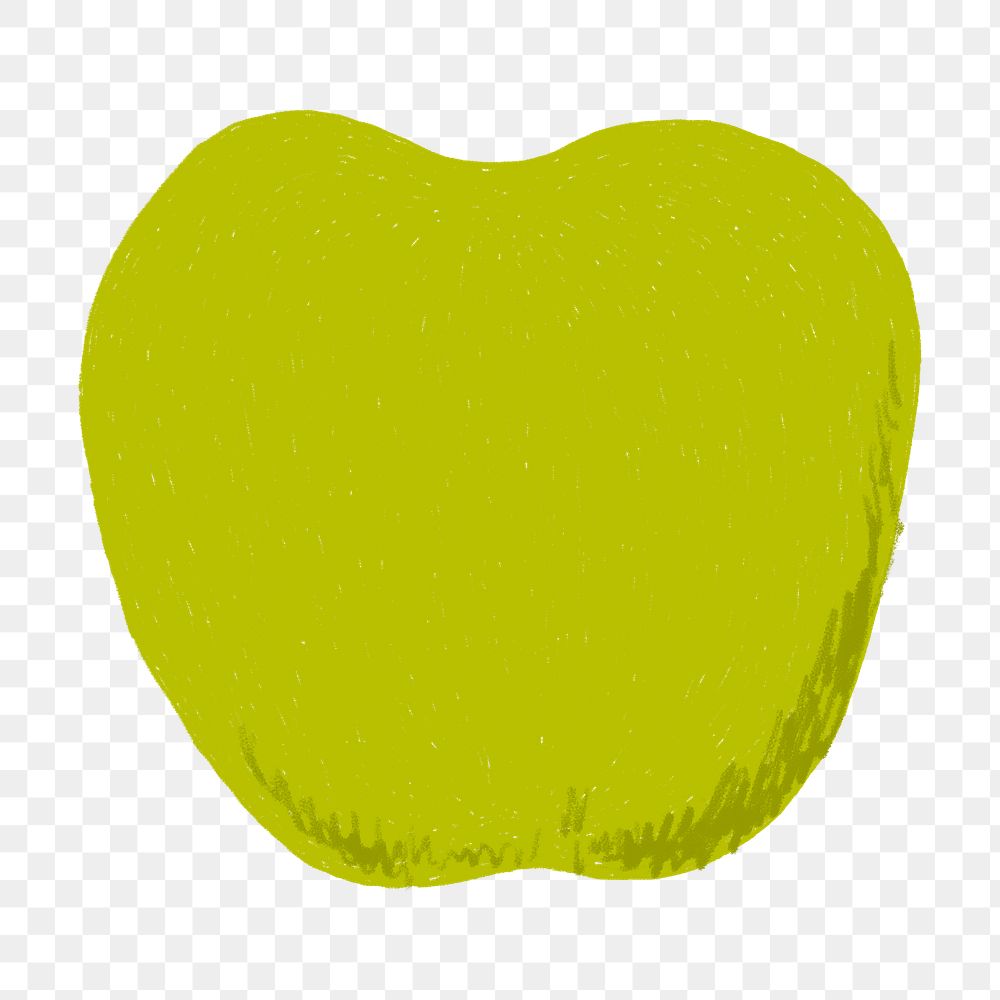 Doodle art green apple png sticker