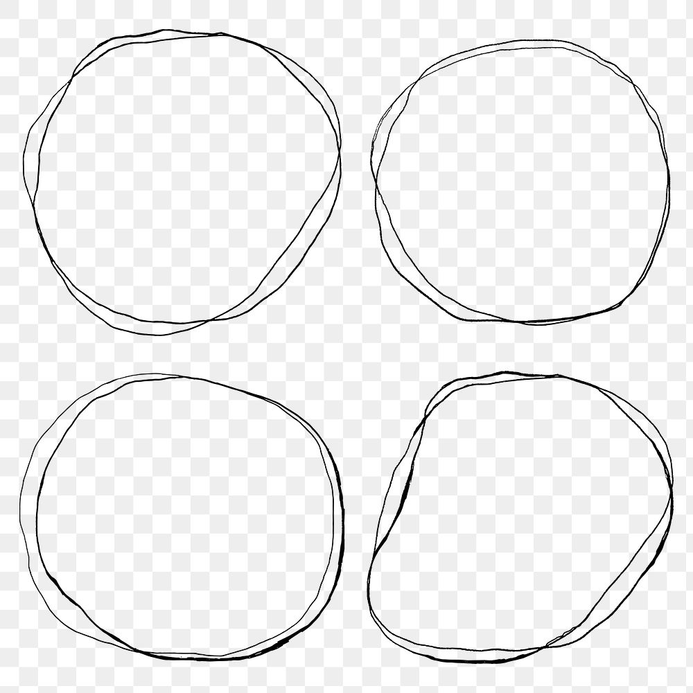 Round shape frame png sticker hand drawn set
