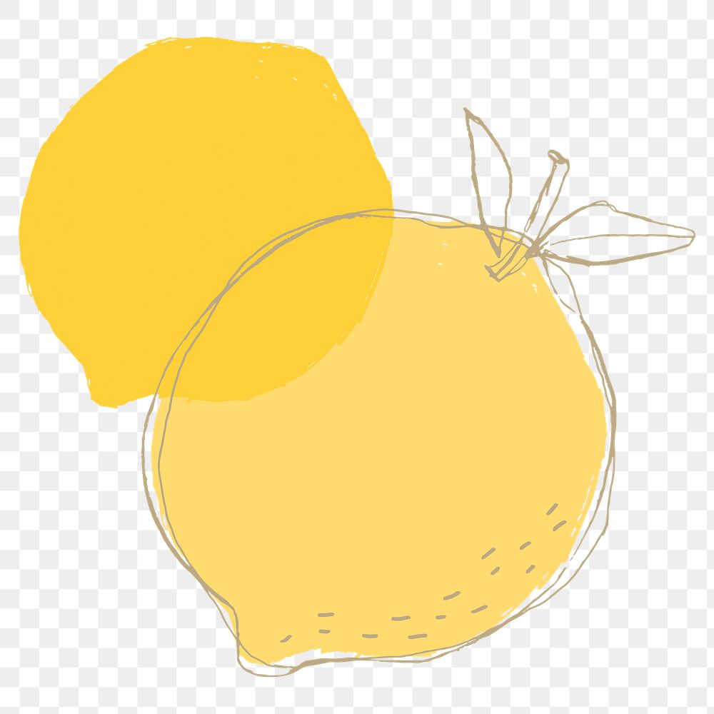 Fruit doodle yellow lemon png copy space