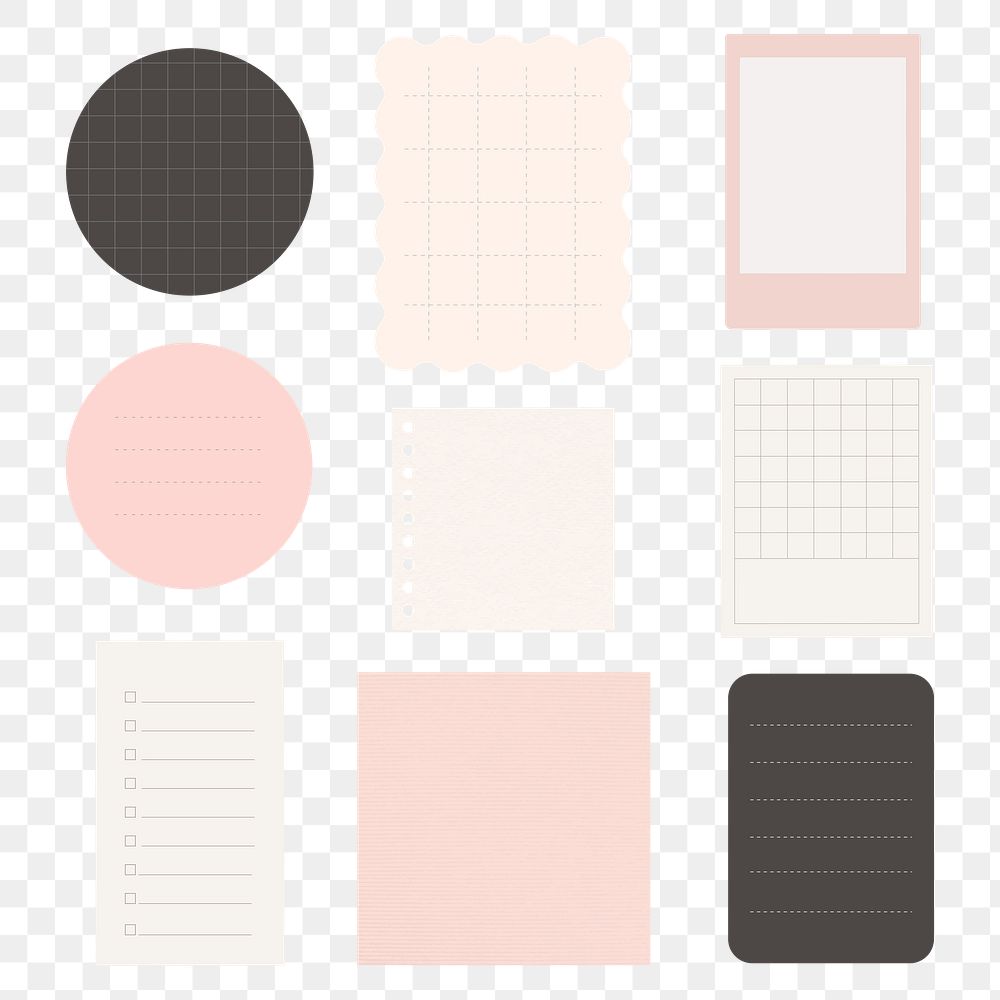 Office stationery memo pad png set