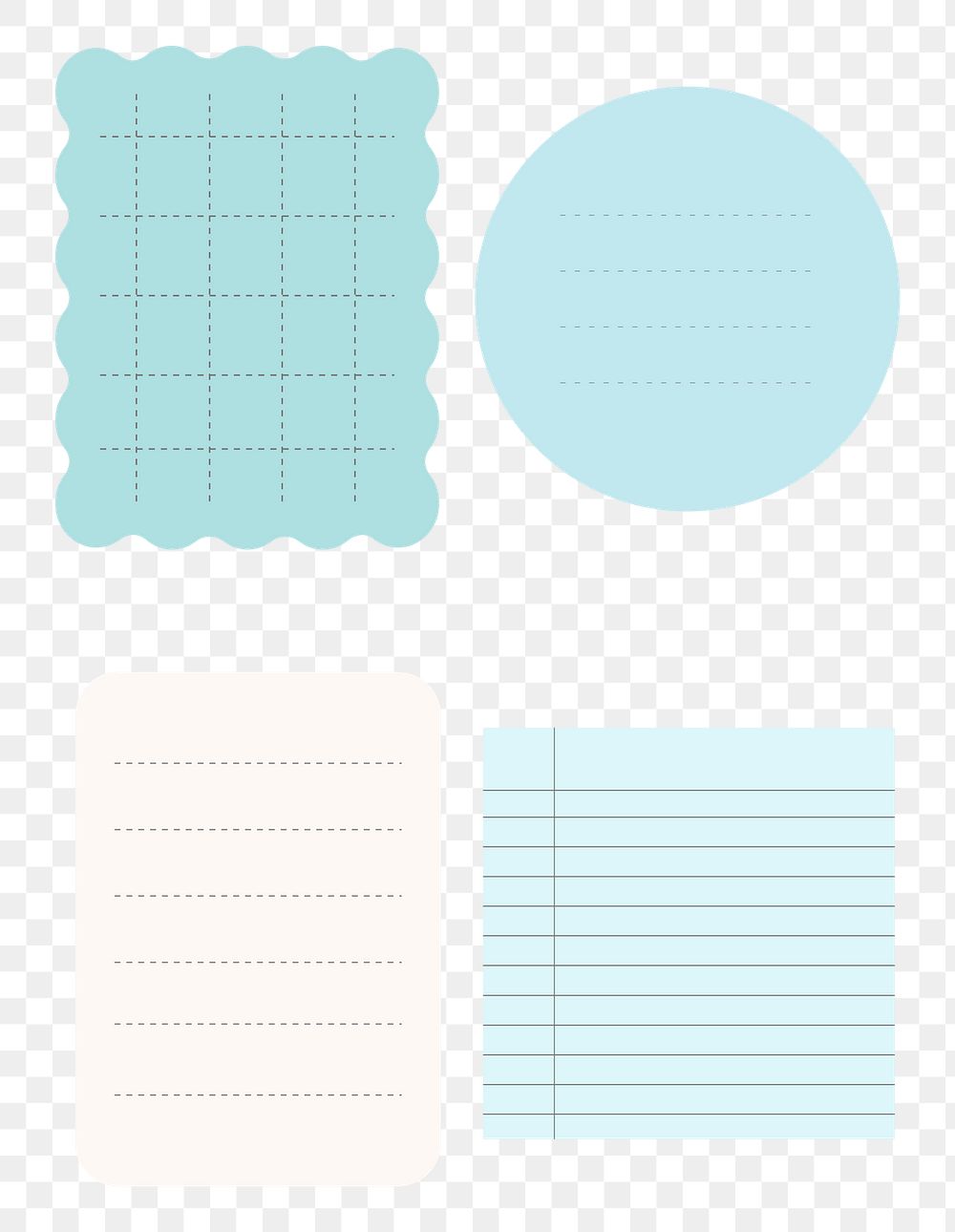 Printable memo pad png sticker set