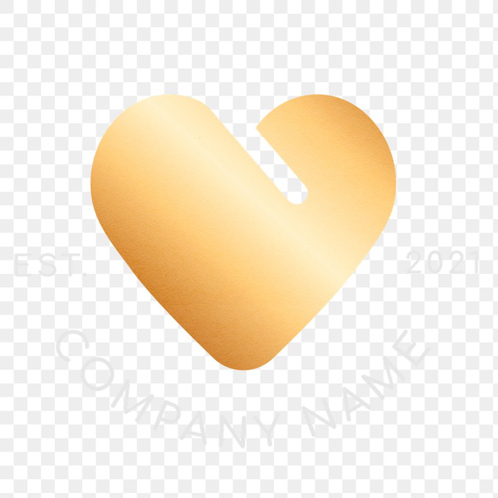 Gold business logo png heart shape icon badge