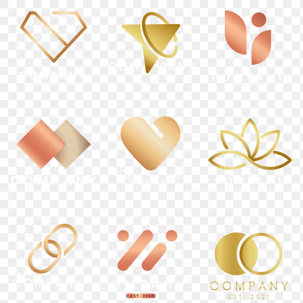 Luxury business logo png set rose gold icon design