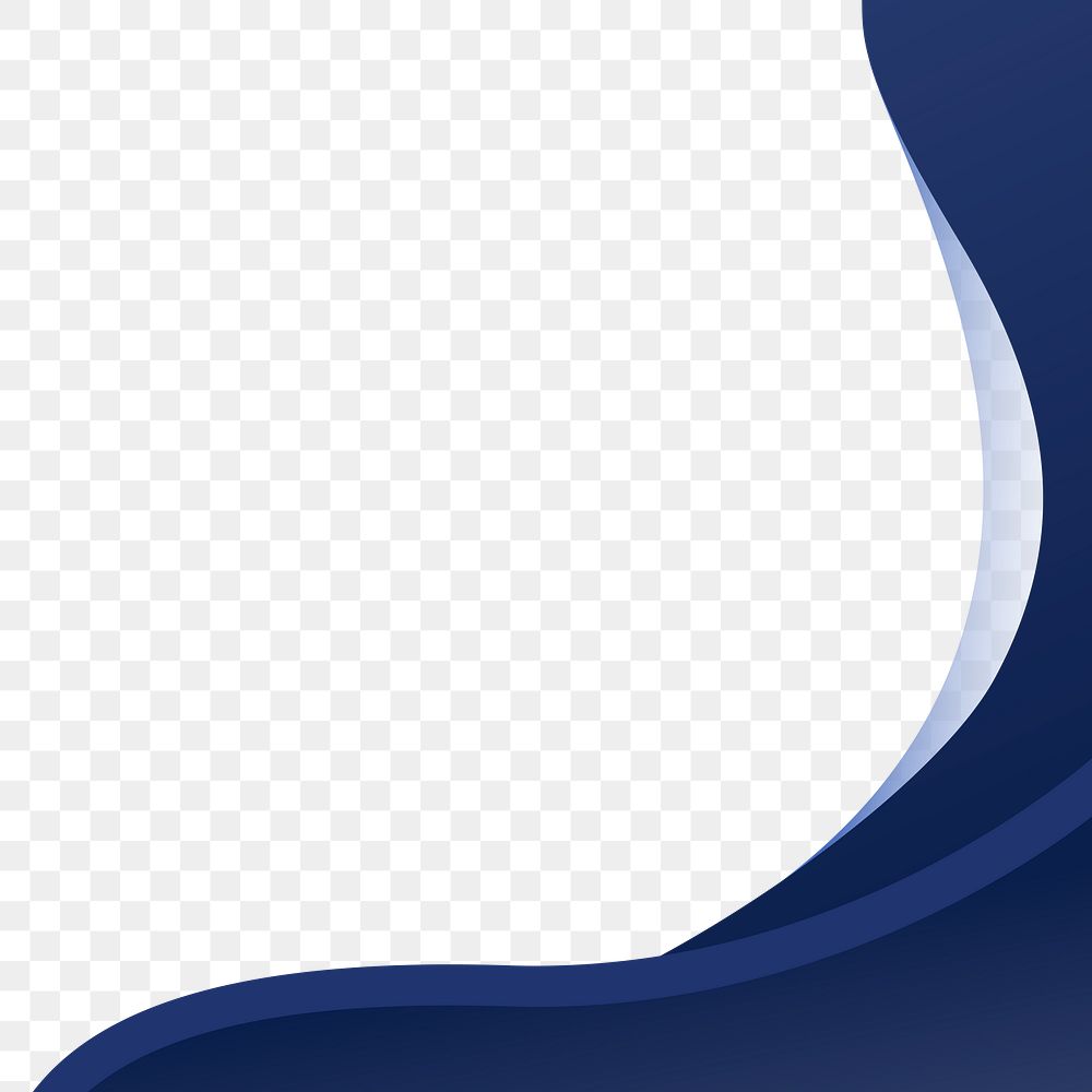 Blue curved border transparent background png for corporate business
