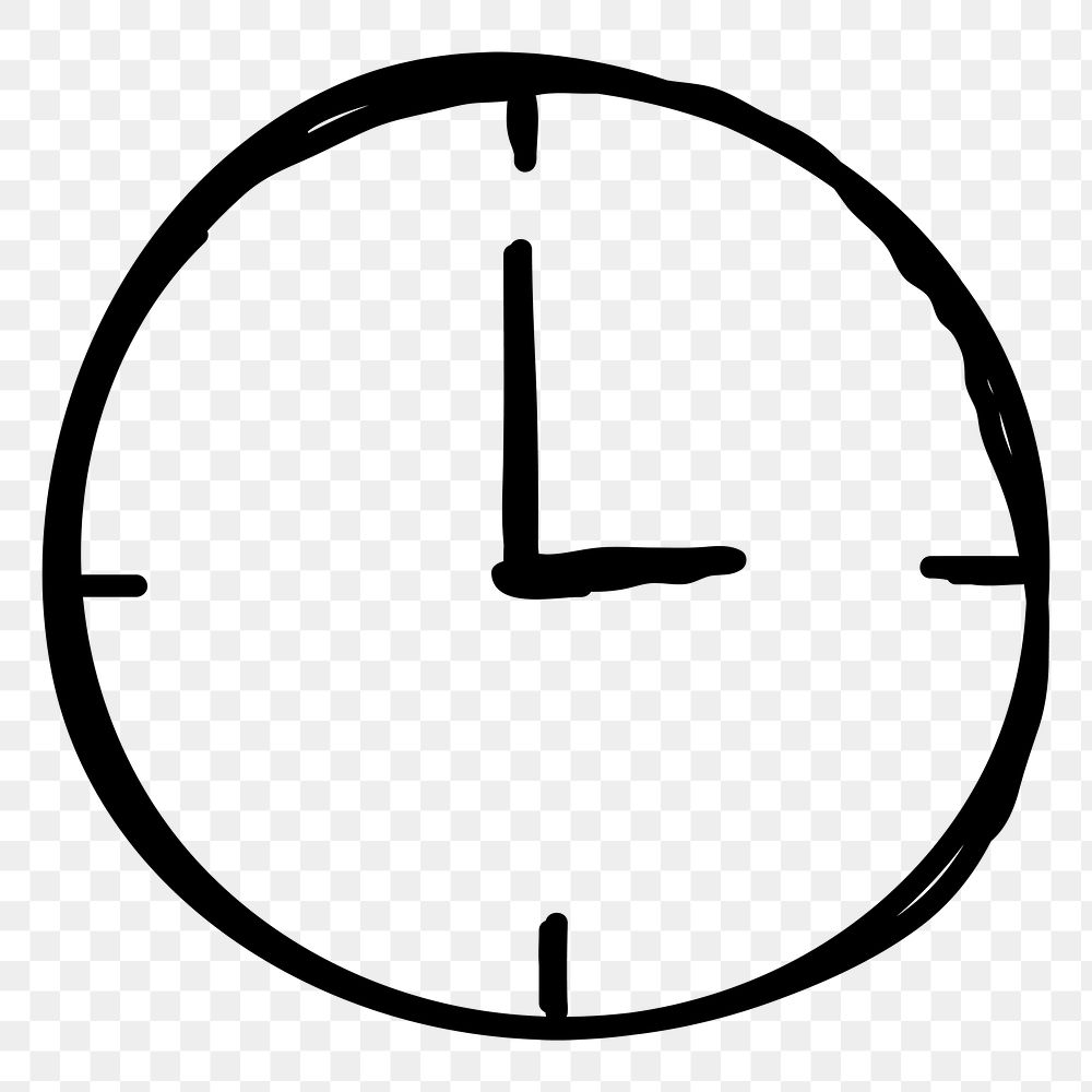 Simple hand drawn clock transparent png sticker