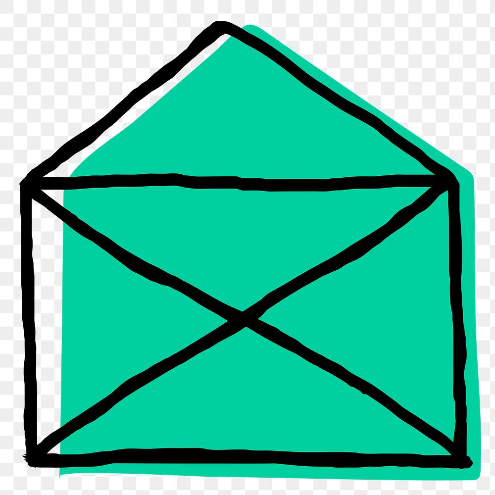 Green envelope png doodle hand drawn icon