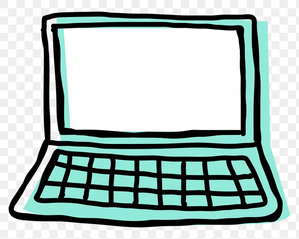 Green laptop png hand drawn icon