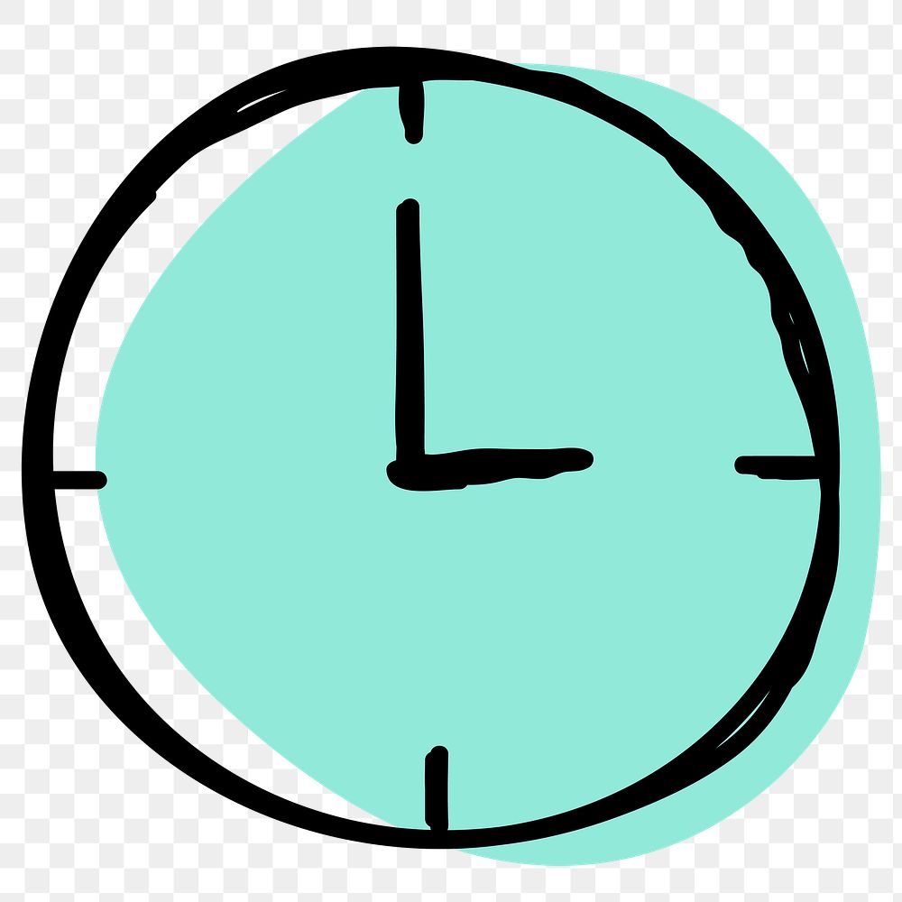 Simple green png clock hand drawn sticker