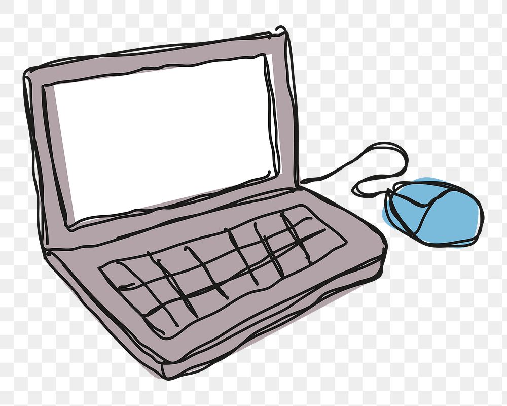 Gray hand drawn laptop transparent png clipart