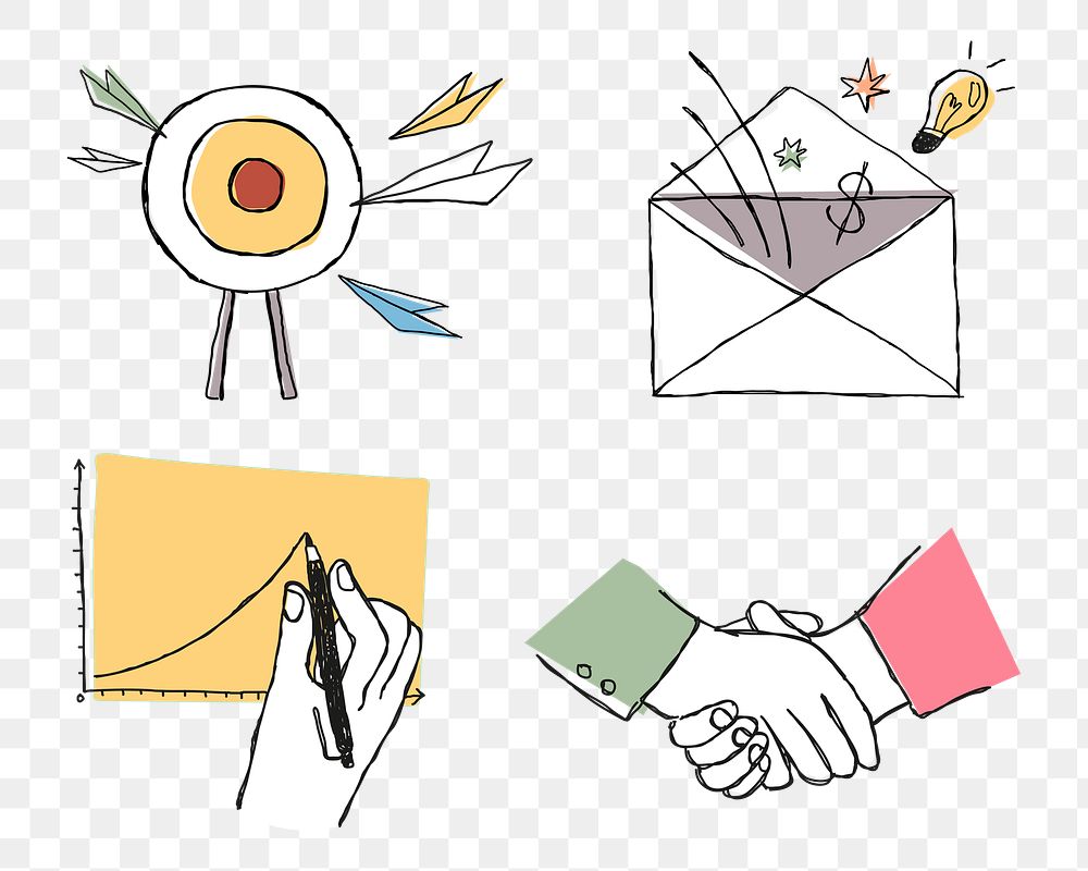 Useful business png icons colorful for marketing set