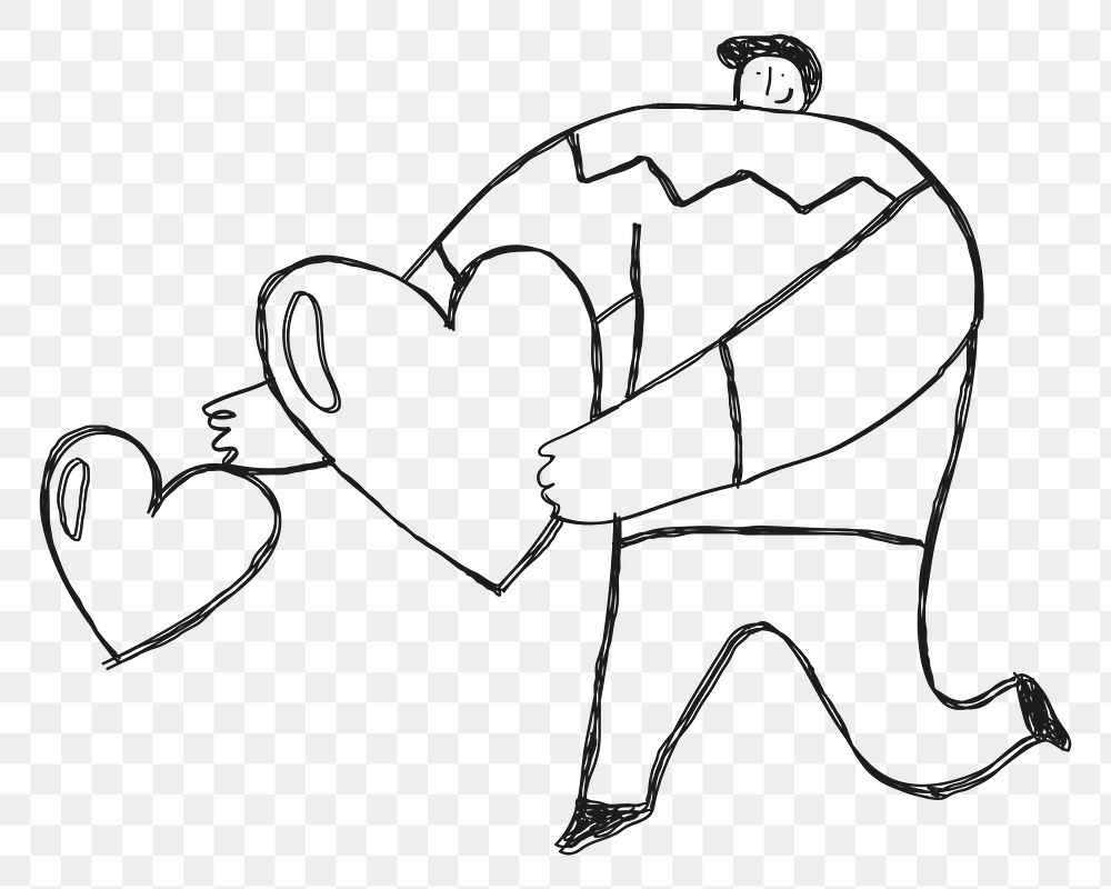Man giving hearts png cartoon icon